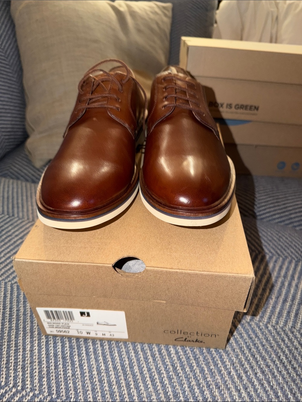 Clarks Dark Tan Malwood Plain Leather Dress Oxfords